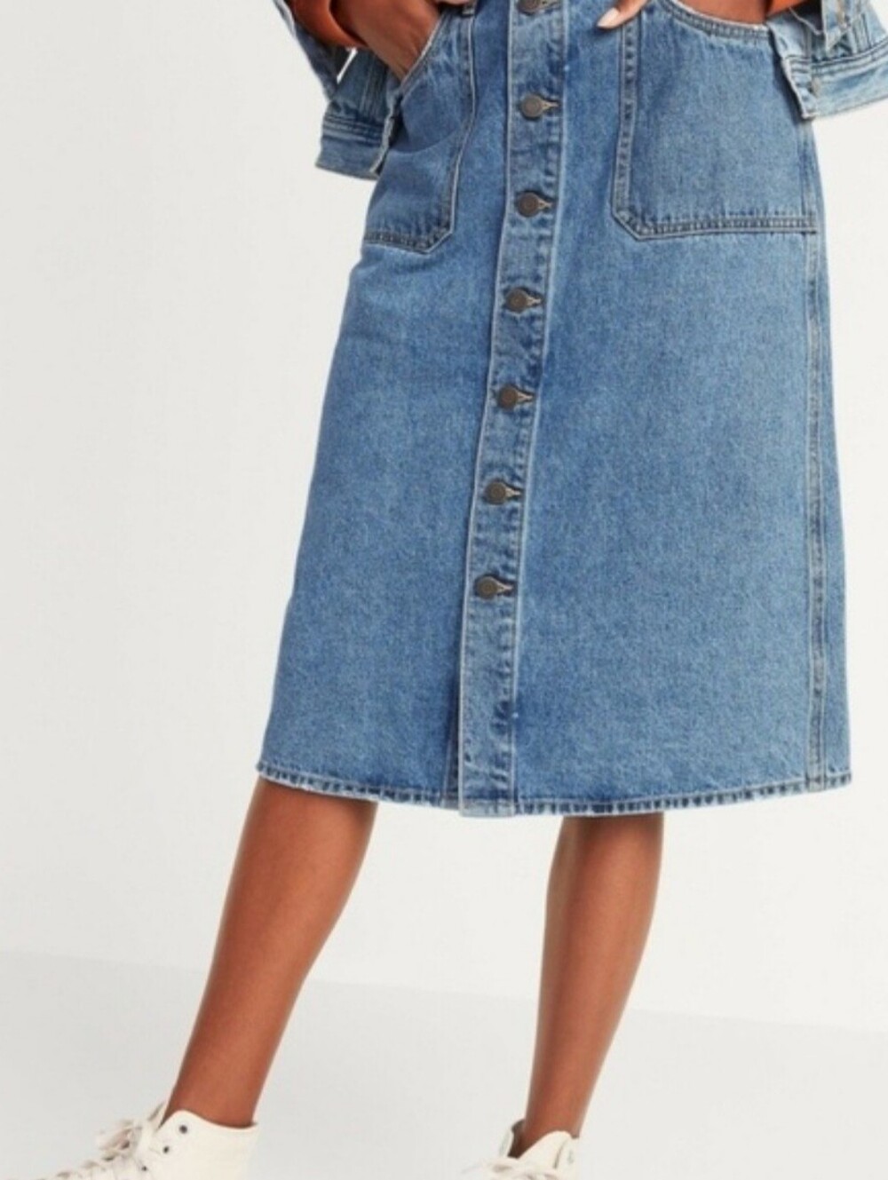 Old Navy Blue Denim Button-Front Skirt